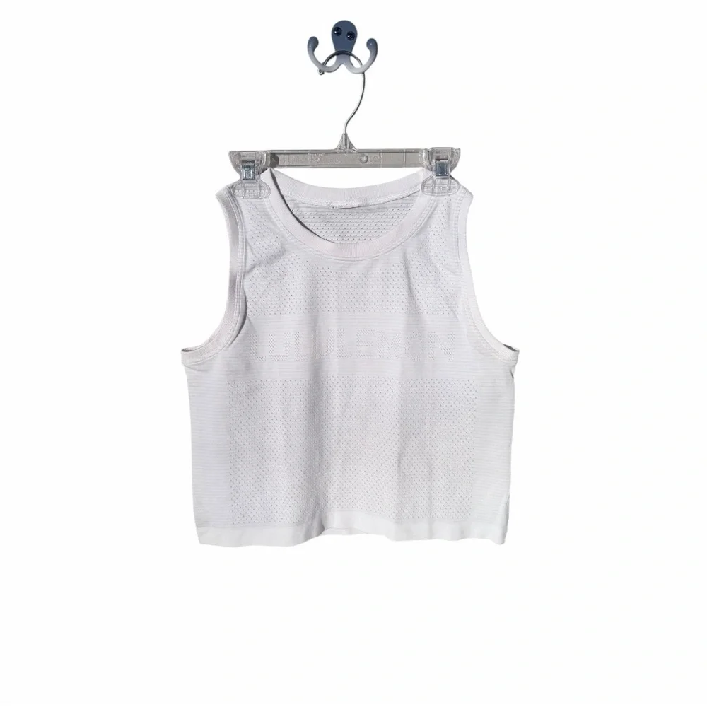 lululemon Logo Breeze By Muscle Crop Tank
Size 6- White - Picture 4 of 6